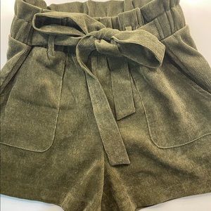 Green high waist corduroy shorts